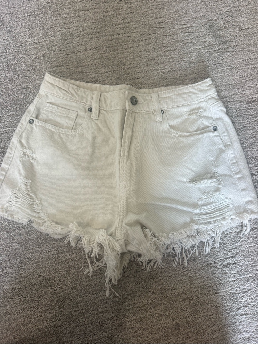 Hidden Distressed White Denim Women's Shorts